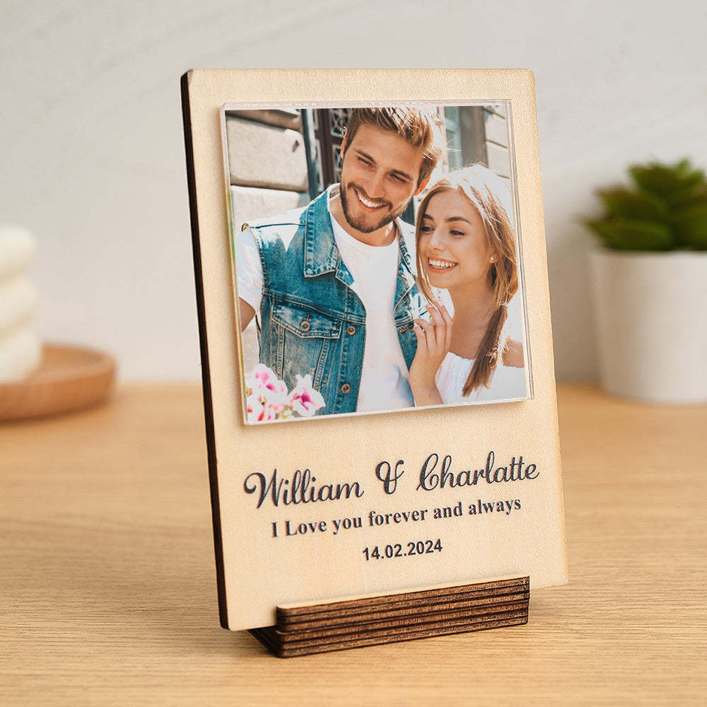 Custom Photo Wood Frame with Personalzed Text 1-4 Photos - yournamenecklaceuk