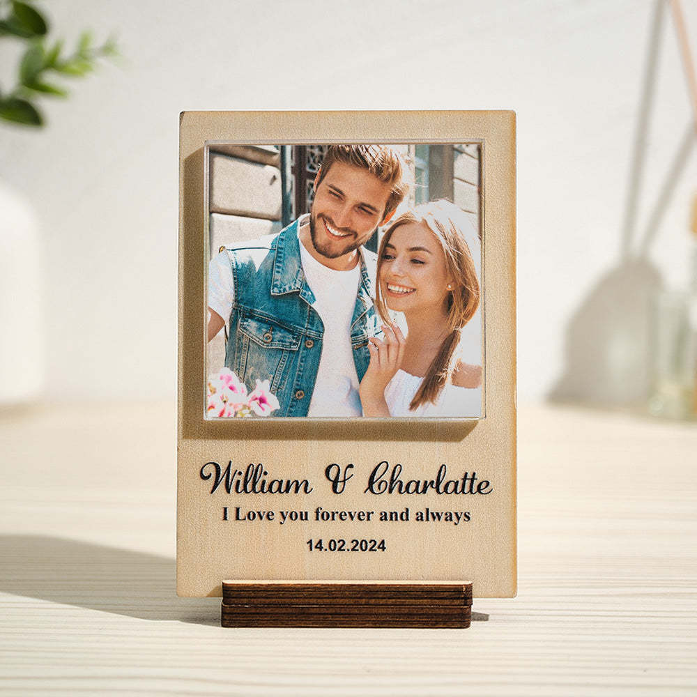 Custom Photo Wood Frame with Personalzed Text 1-4 Photos - yournamenecklaceuk