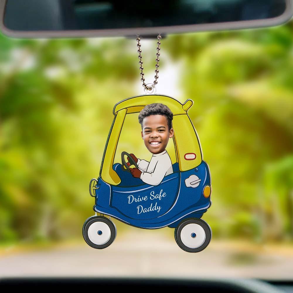 Drive Safe Daddy Personalized Car Photo Ornament Father's Day Gifts Car Rearview Mirror Hanging Accessories - yournamenecklaceuk