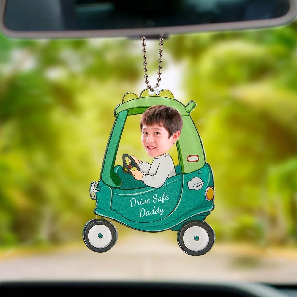 Drive Safe Daddy Personalized Car Photo Ornament Father's Day Gifts Car Rearview Mirror Hanging Accessories - yournamenecklaceuk