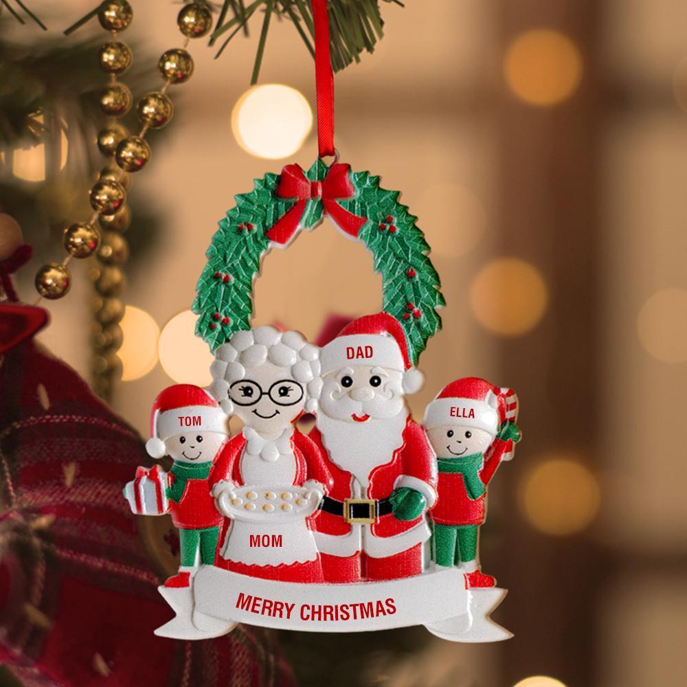 Personalized Santa Claus Ornament Custom Ornament Text Four Names Christmas Gift for Friends - yournamenecklaceuk