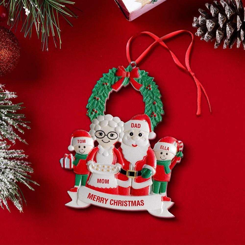 Personalized Santa Claus Ornament Custom Ornament Text Four Names Christmas Gift for Friends - yournamenecklaceuk