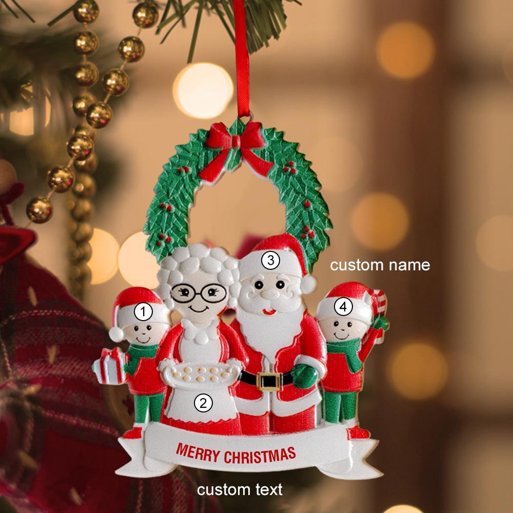 Personalized Santa Claus Ornament Custom Ornament Text Four Names Christmas Gift for Friends - yournamenecklaceuk
