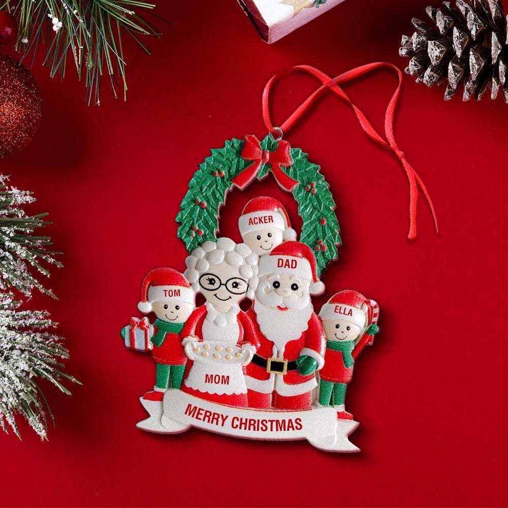 Custom Santa Claus Ornament Personalised Ornament With Text Five Names Christmas Gift for Pet Lovers - yournamenecklaceuk