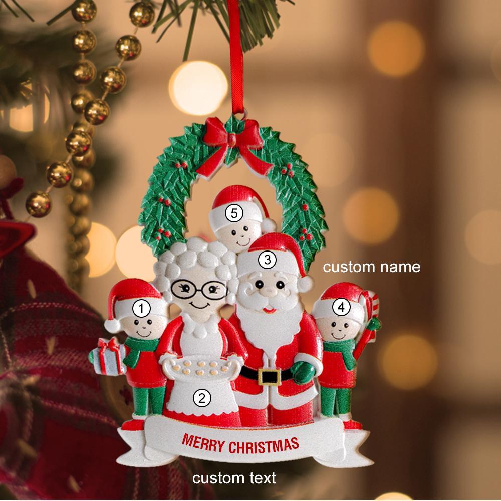 Custom Santa Claus Ornament Personalised Ornament With Text Five Names Christmas Gift for Pet Lovers - yournamenecklaceuk