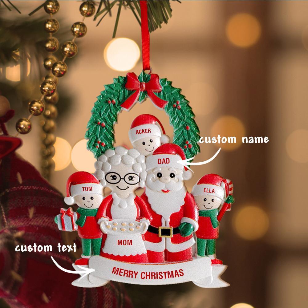 Custom Santa Claus Ornament Personalised Ornament With Text Five Names Christmas Gift for Pet Lovers - yournamenecklaceuk