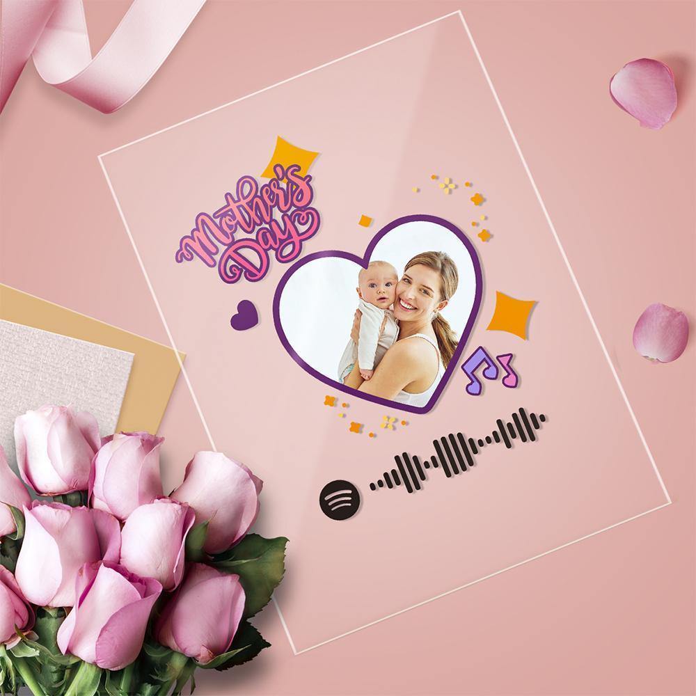 Custom Scannable Spotify Code Acrylic Music Plaque Heart-shaped Mother's Day Gift - soufeelus