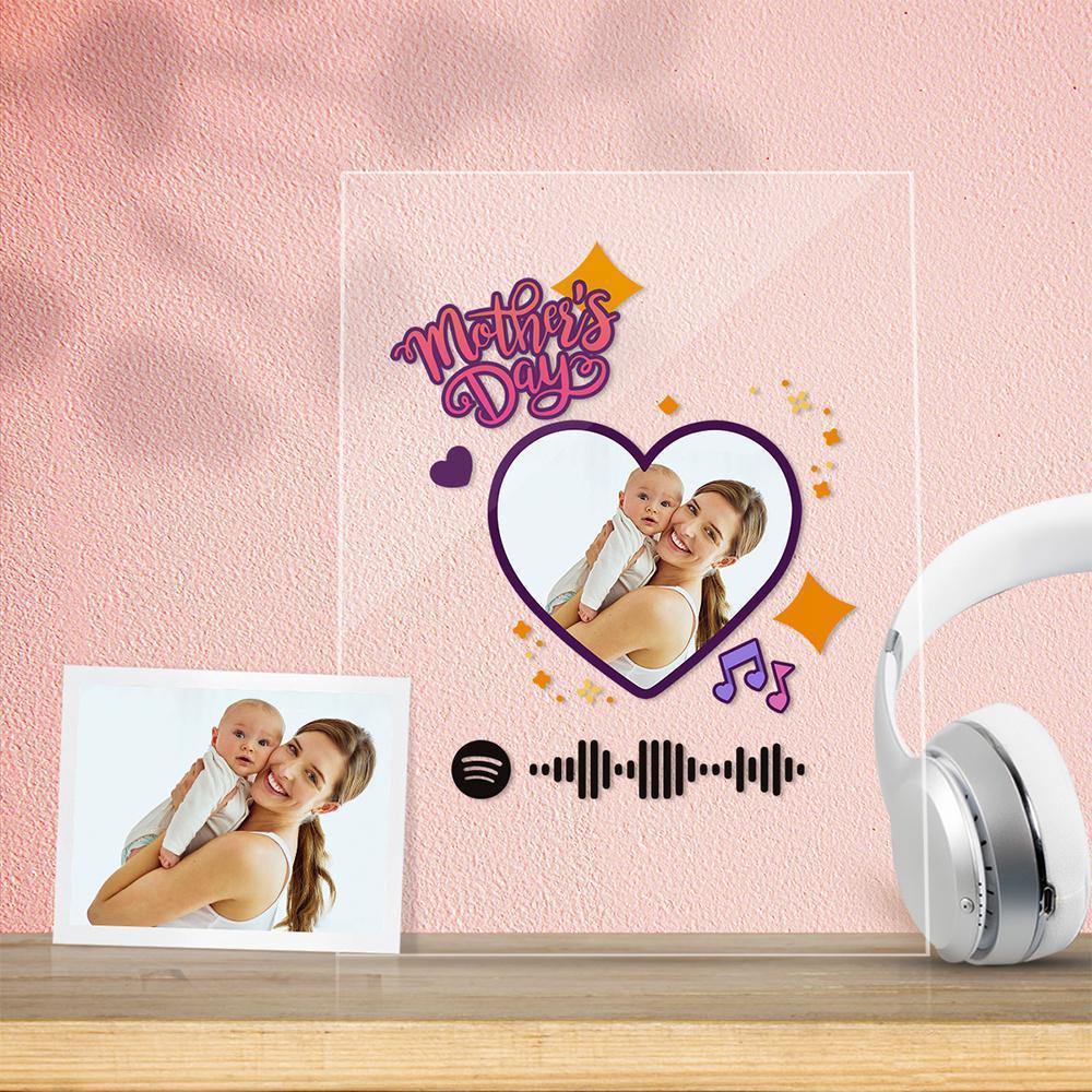 Custom Scannable Spotify Code Acrylic Music Plaque Heart-shaped Mother's Day Gift - soufeelus