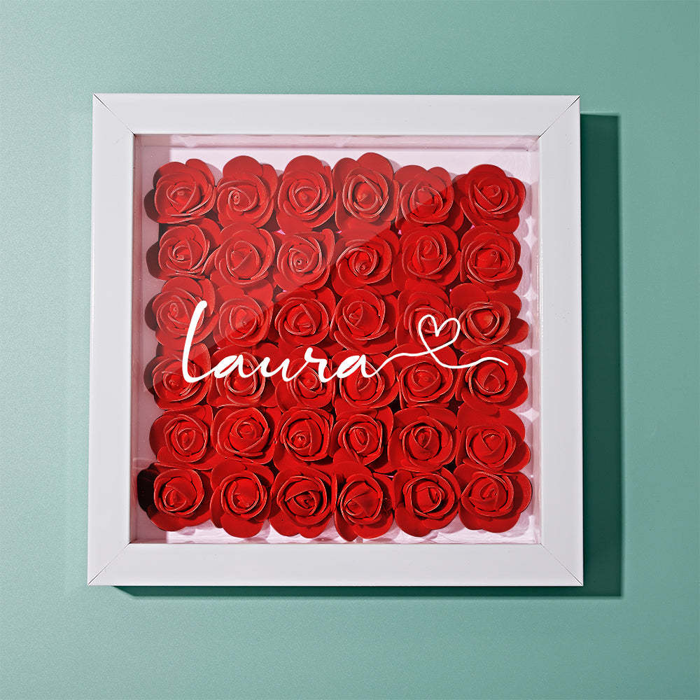 Custom Flower Shadow Box Personalized Name Flower Shadowbox Frame Gift - yournamenecklaceuk