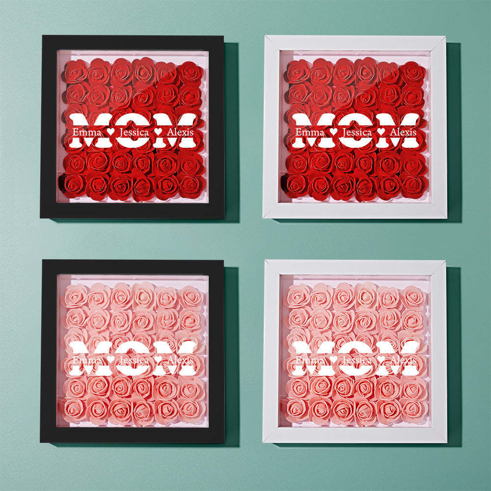 Custom Flower Shadow Box Personalized Name Flower Shadowbox Frame Gift - yournamenecklaceuk