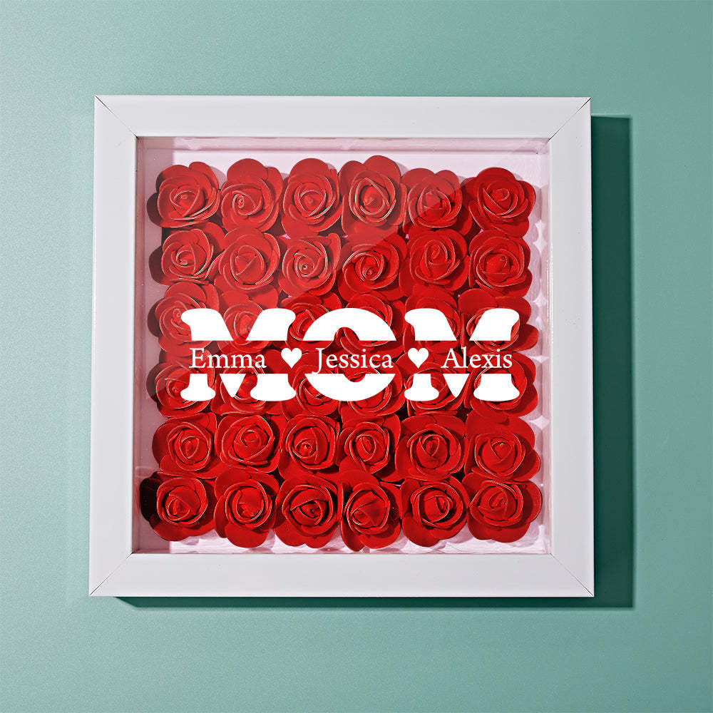 Custom Flower Shadow Box Personalized Name Flower Shadowbox Frame Gift - yournamenecklaceuk