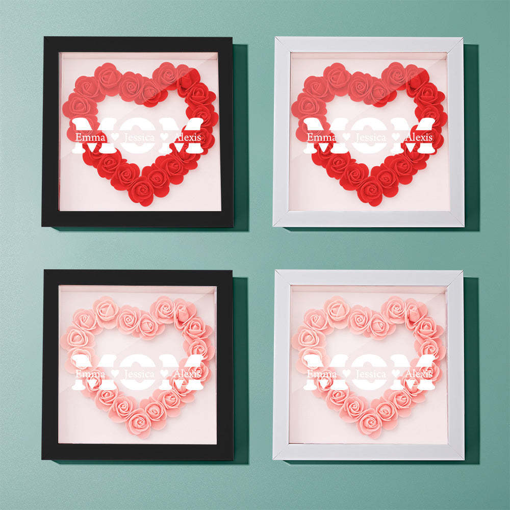 Custom Flower Shadow Box Personalized Name Flower Shadowbox Frame Gift - yournamenecklaceuk