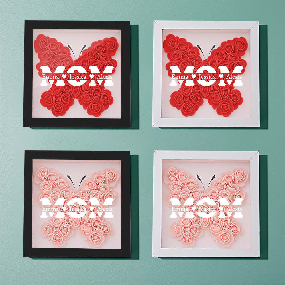Custom Flower Shadow Box Personalized Name Flower Shadowbox Frame Gift - yournamenecklaceuk