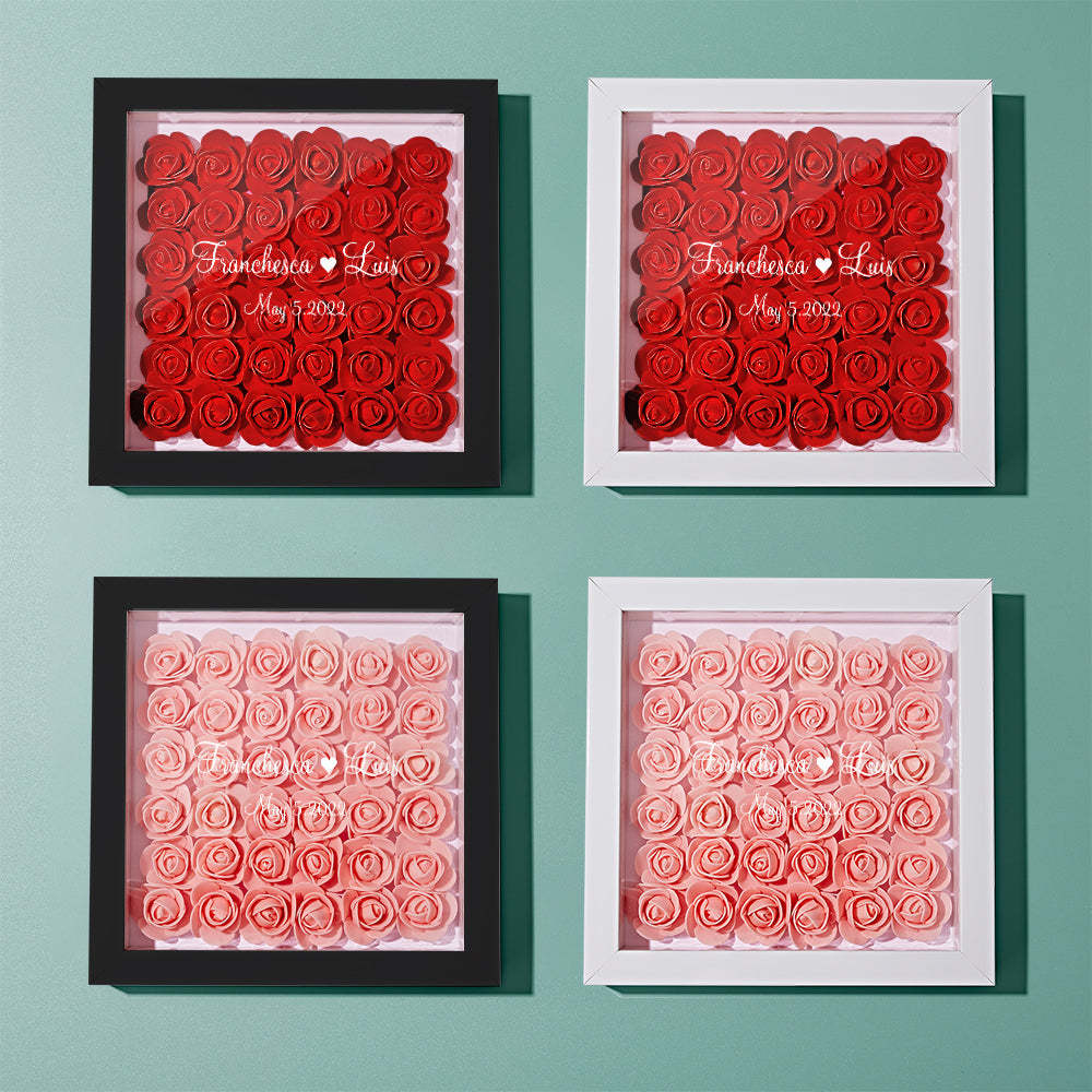 Custom Flower Shadow Box Personalized Name Flower Shadowbox Frame Gift - yournamenecklaceuk