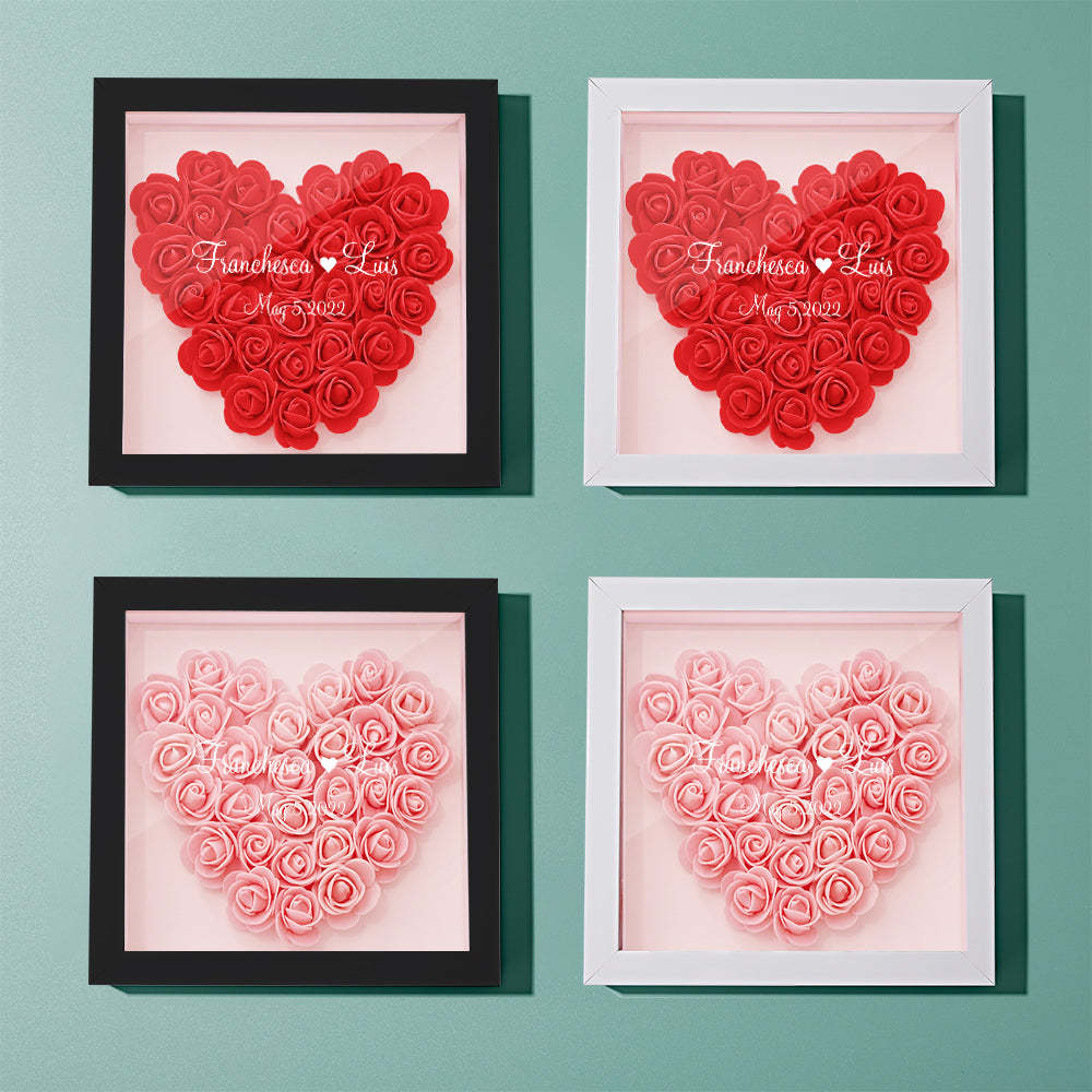 Custom Flower Shadow Box Personalized Name Flower Shadowbox Frame Gift - yournamenecklaceuk