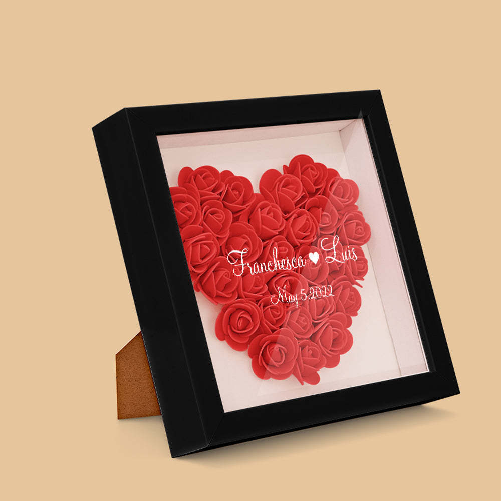 Custom Flower Shadow Box Personalized Name Flower Shadowbox Frame Gift - yournamenecklaceuk