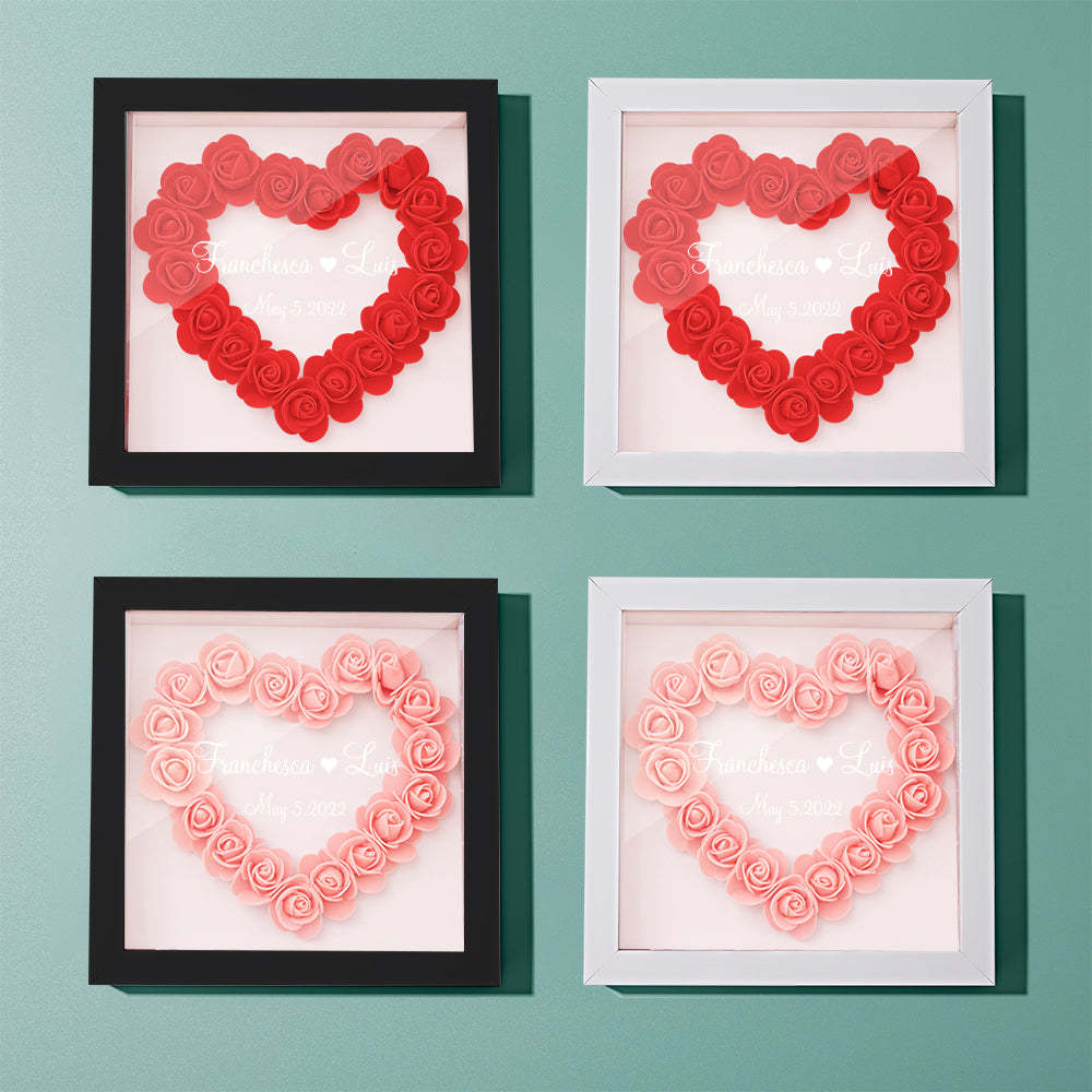 Custom Flower Shadow Box Personalized Name Flower Shadowbox Frame Gift - yournamenecklaceuk