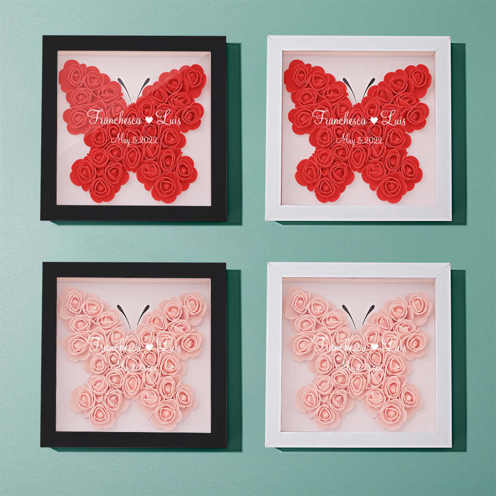 Custom Flower Shadow Box Personalized Name Flower Shadowbox Frame Gift - yournamenecklaceuk