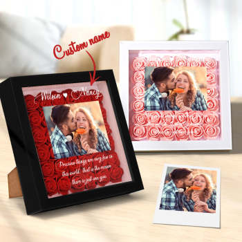 Custom Photo Flower Shadow Box Personalized Flower Shadowbox Frame Gift - yournamenecklaceuk