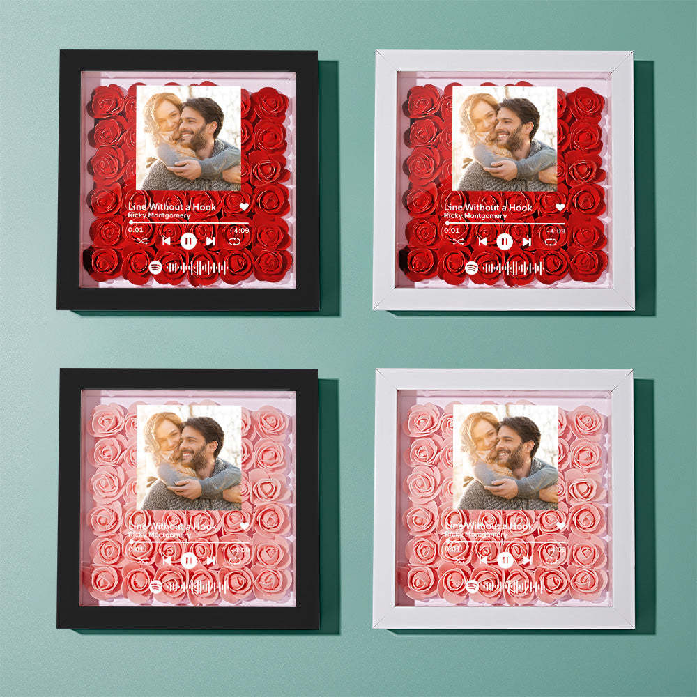 Custom Scannable Spotify Code Photo Music Flower Shadow Box Personalized Flower Shadowbox Frame Gift - yournamenecklaceuk