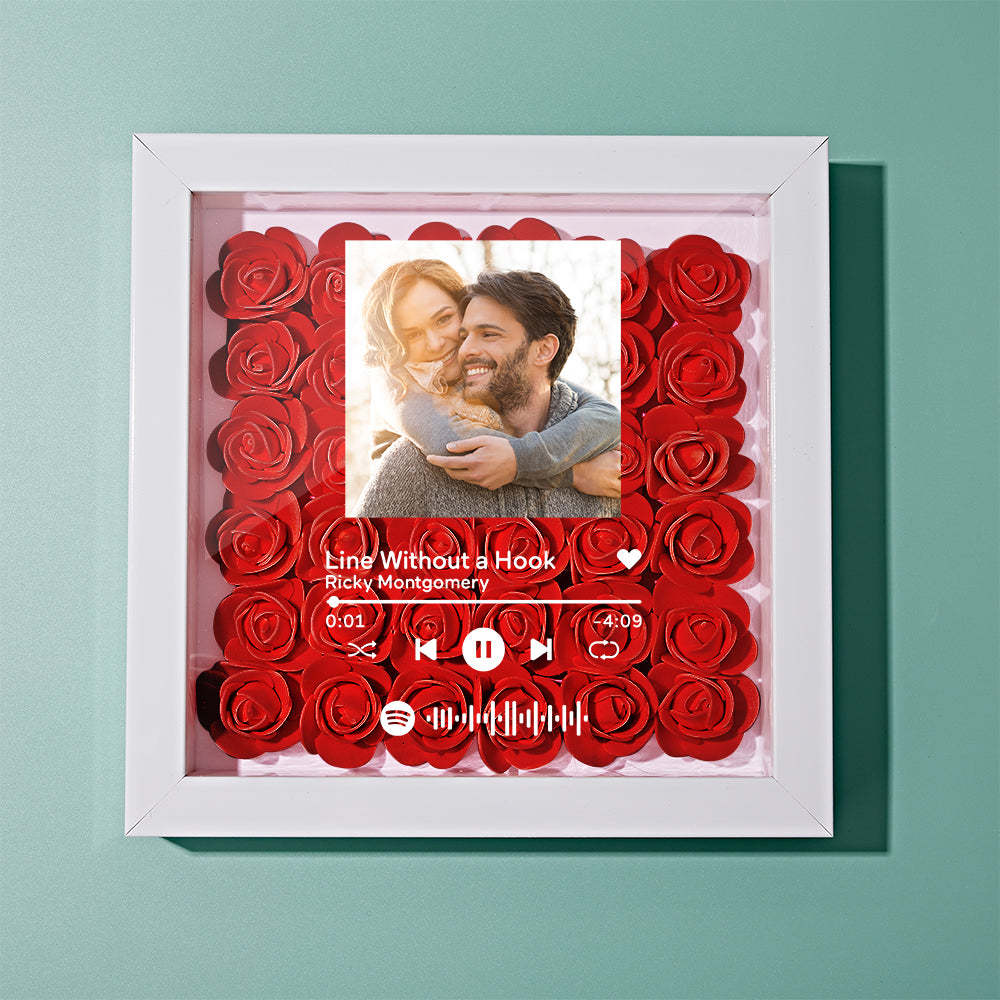 Custom Scannable Spotify Code Photo Music Flower Shadow Box Personalized Flower Shadowbox Frame Gift - yournamenecklaceuk