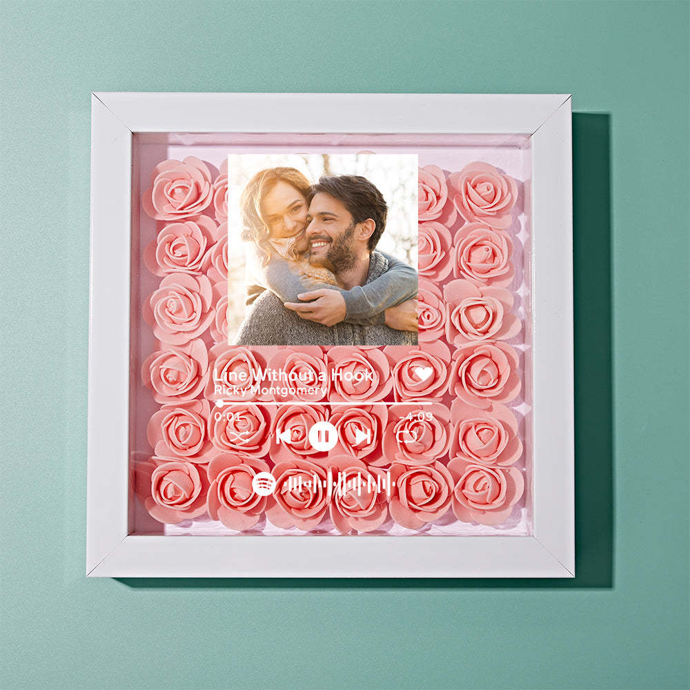 Custom Scannable Spotify Code Photo Music Flower Shadow Box Personalized Flower Shadowbox Frame Gift - yournamenecklaceuk