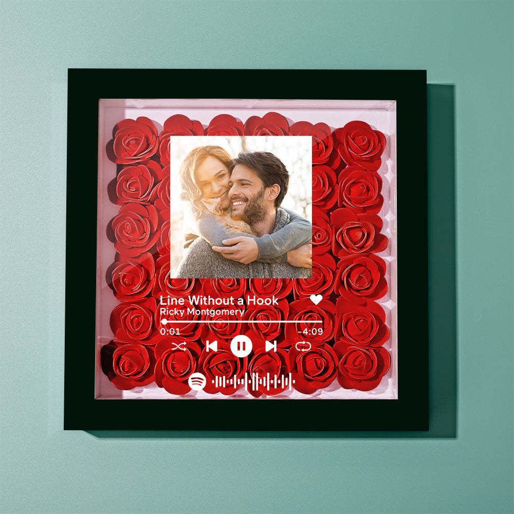 Custom Scannable Spotify Code Photo Music Flower Shadow Box Personalized Flower Shadowbox Frame Gift - yournamenecklaceuk