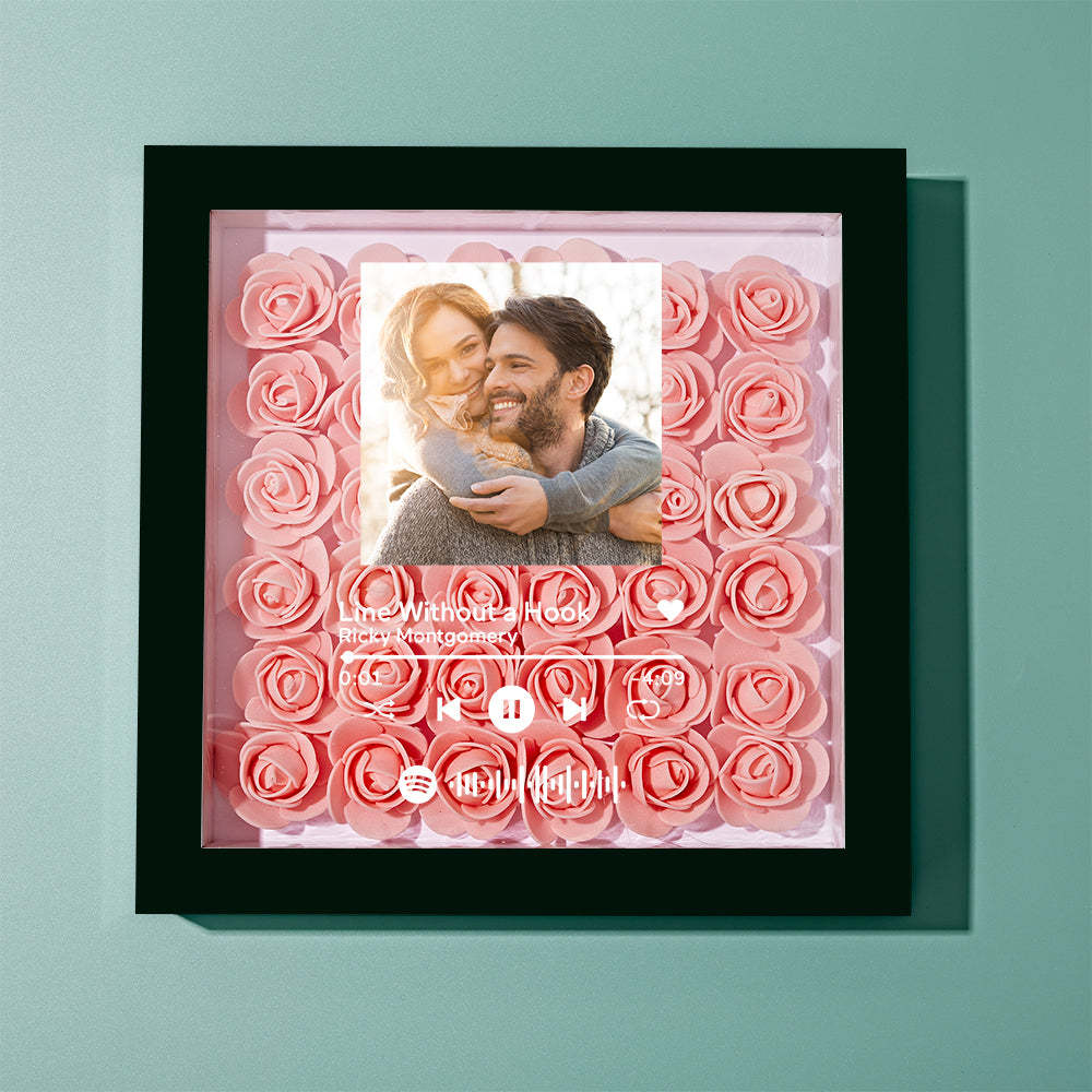 Custom Scannable Spotify Code Photo Music Flower Shadow Box Personalized Flower Shadowbox Frame Gift - yournamenecklaceuk