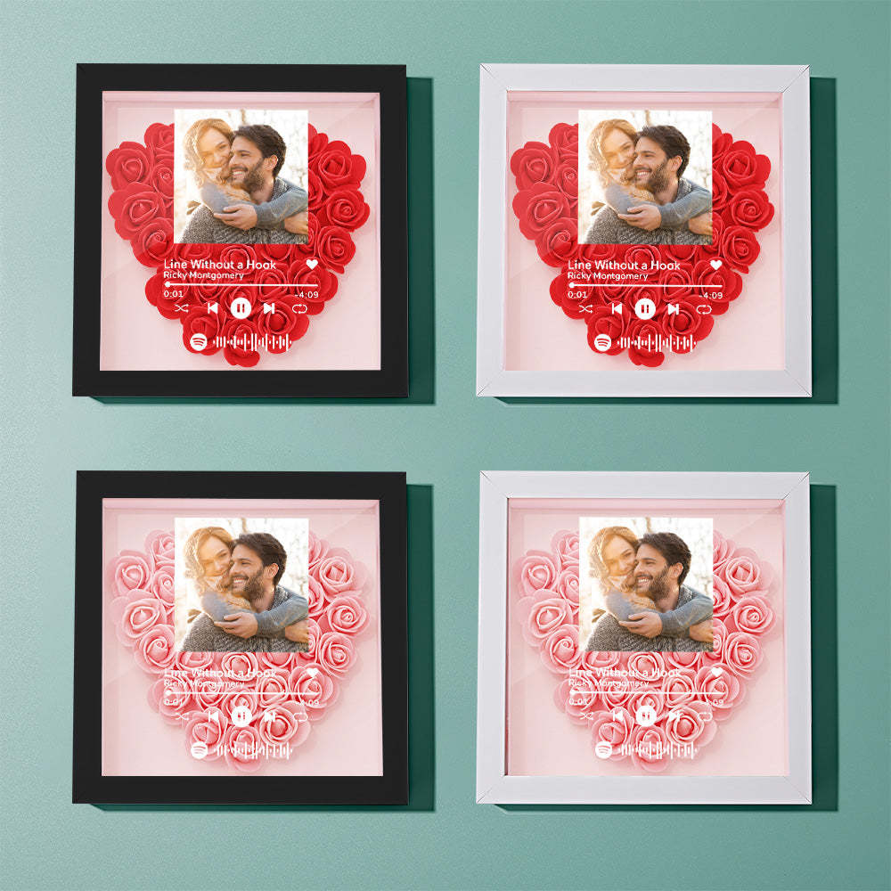Custom Scannable Spotify Code Photo Music Flower Shadow Box Personalized Flower Shadowbox Frame Gift - yournamenecklaceuk