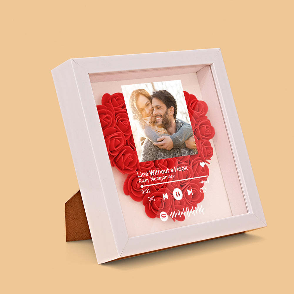 Custom Scannable Spotify Code Photo Music Flower Shadow Box Personalized Flower Shadowbox Frame Gift - yournamenecklaceuk