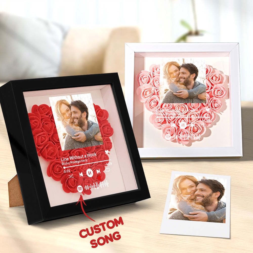 Custom Scannable Spotify Code Photo Music Flower Shadow Box Personalized Flower Shadowbox Frame Gift - yournamenecklaceuk