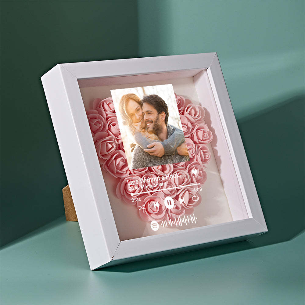 Custom Scannable Spotify Code Photo Music Flower Shadow Box Personalized Flower Shadowbox Frame Gift - yournamenecklaceuk
