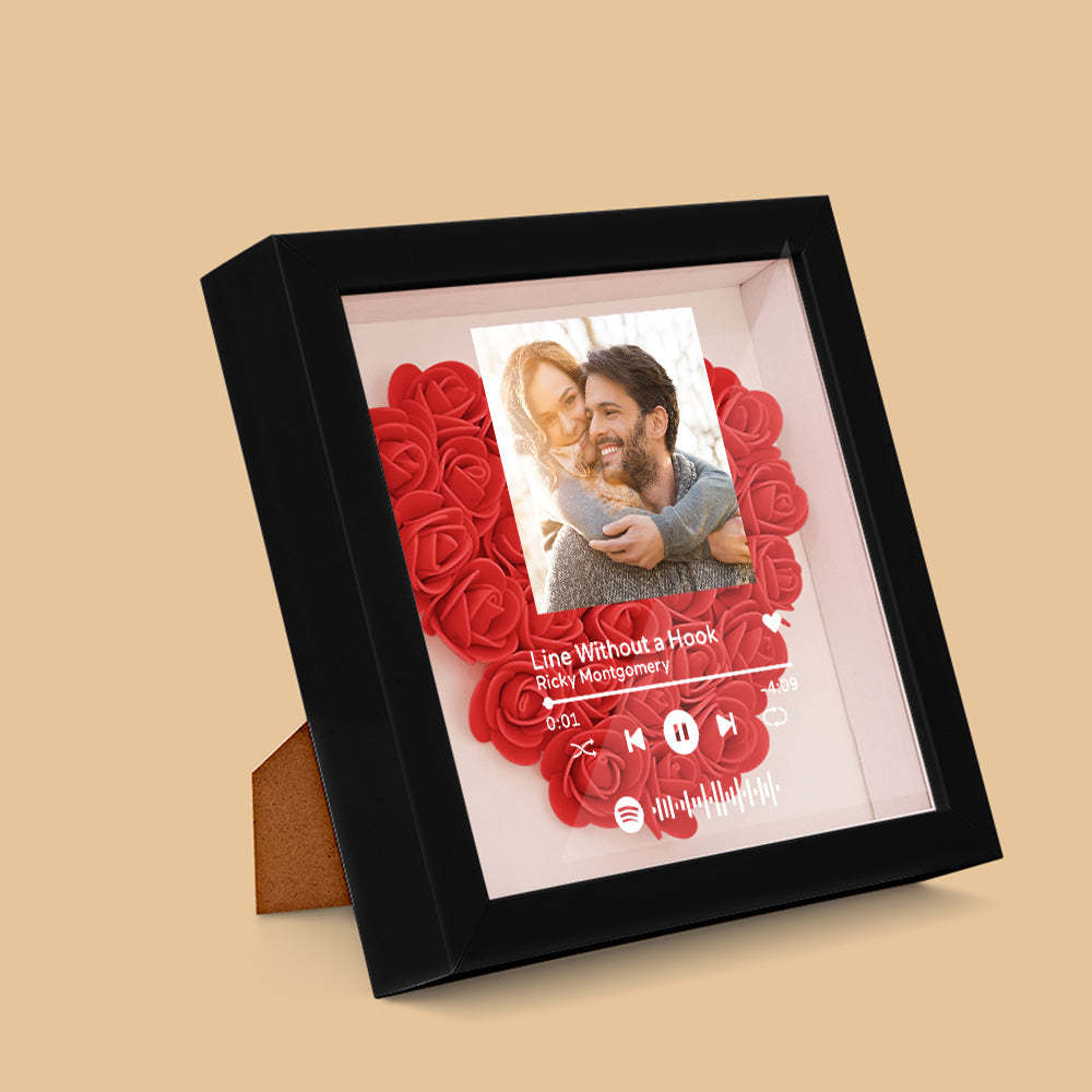 Custom Scannable Spotify Code Photo Music Flower Shadow Box Personalized Flower Shadowbox Frame Gift - yournamenecklaceuk