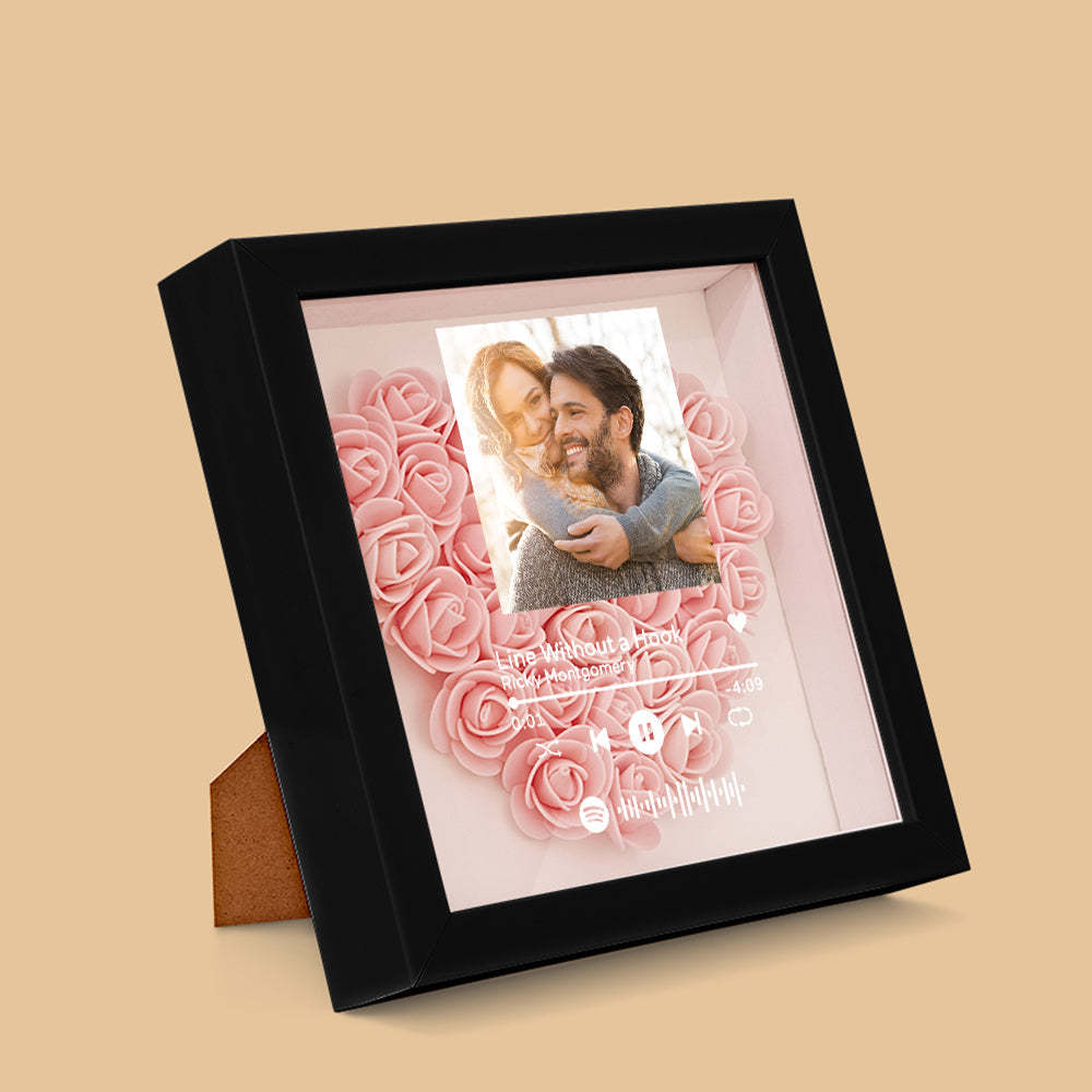 Custom Scannable Spotify Code Photo Music Flower Shadow Box Personalized Flower Shadowbox Frame Gift - yournamenecklaceuk