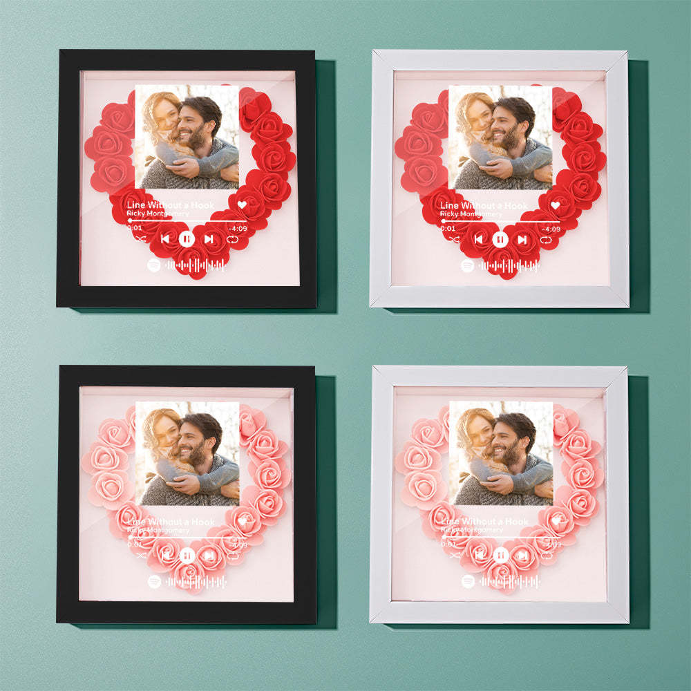 Custom Scannable Spotify Code Photo Music Flower Shadow Box Personalized Flower Shadowbox Frame Gift - yournamenecklaceuk