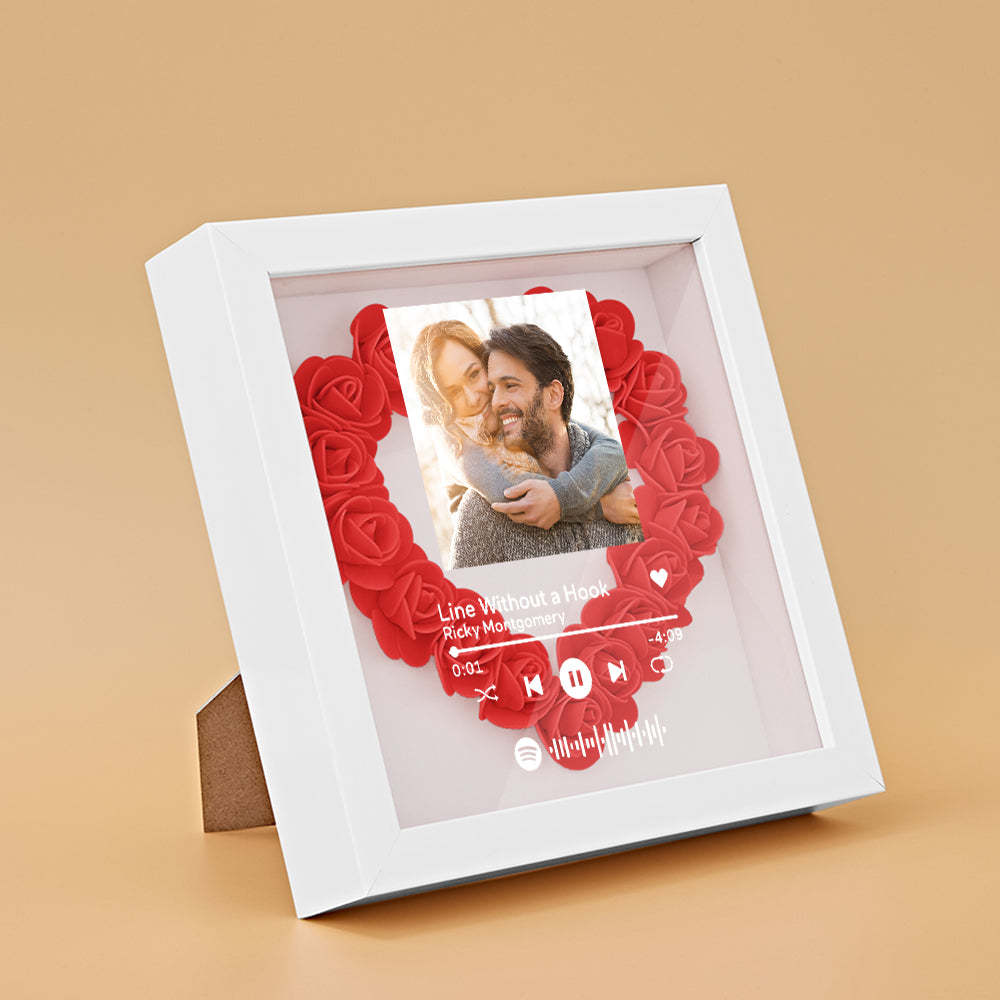 Custom Scannable Spotify Code Photo Music Flower Shadow Box Personalized Flower Shadowbox Frame Gift - yournamenecklaceuk