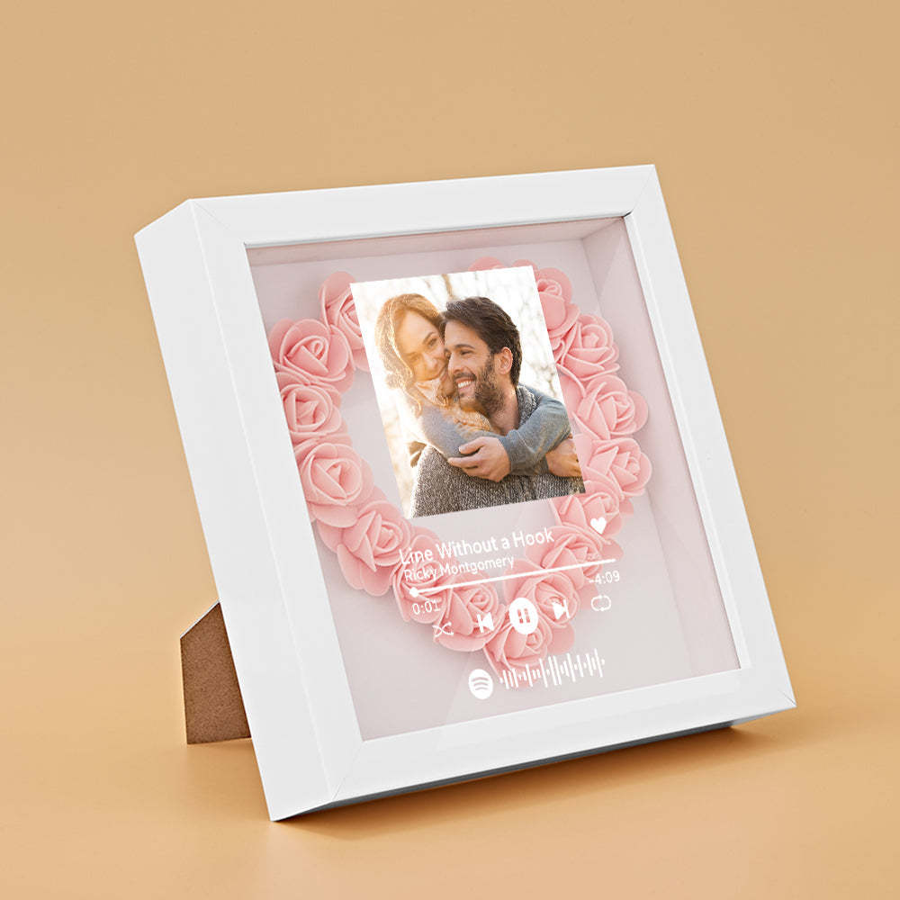 Custom Scannable Spotify Code Photo Music Flower Shadow Box Personalized Flower Shadowbox Frame Gift - yournamenecklaceuk