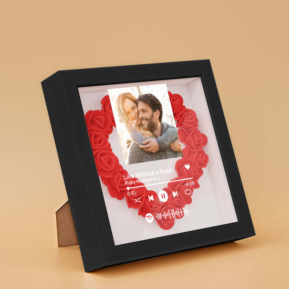Custom Scannable Spotify Code Photo Music Flower Shadow Box Personalized Flower Shadowbox Frame Gift - yournamenecklaceuk