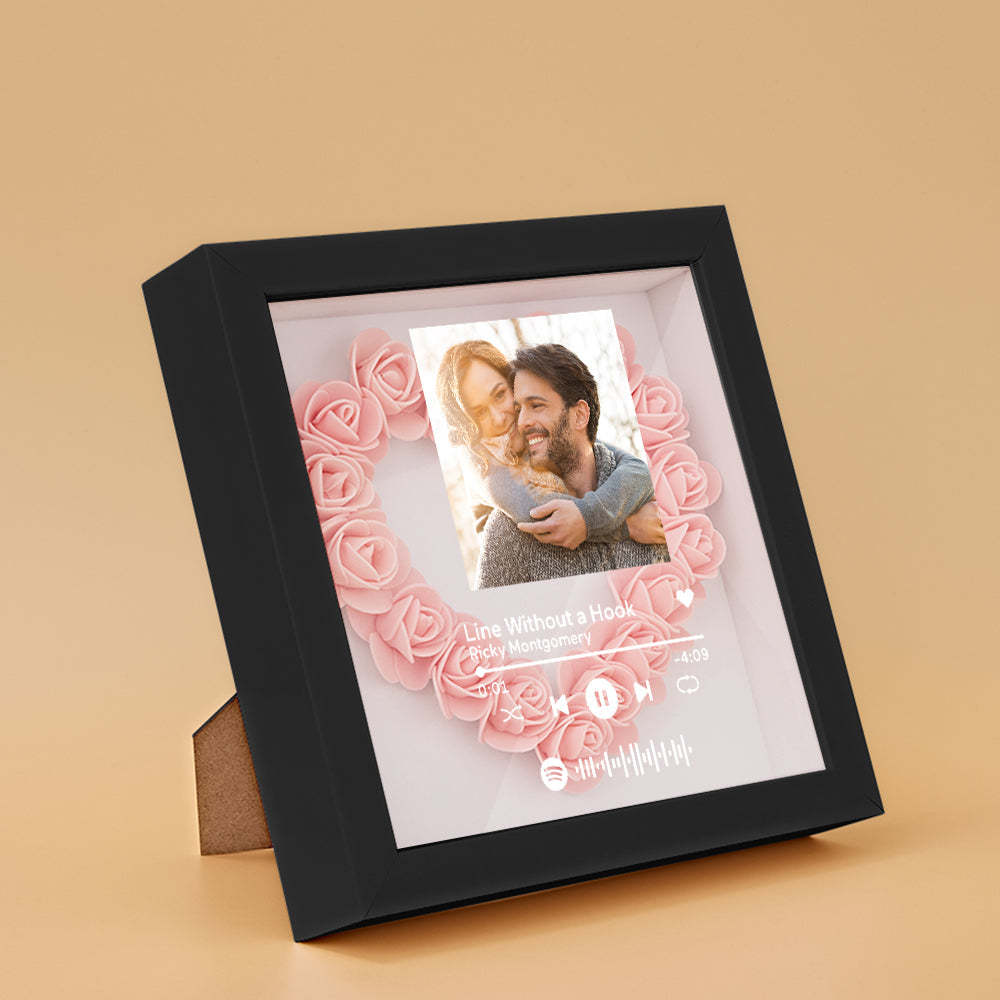 Custom Scannable Spotify Code Photo Music Flower Shadow Box Personalized Flower Shadowbox Frame Gift - yournamenecklaceuk