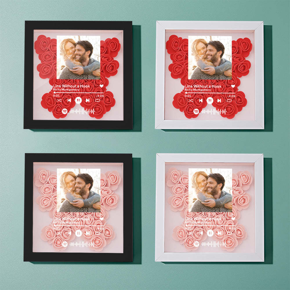 Custom Scannable Spotify Code Photo Music Flower Shadow Box Personalized Flower Shadowbox Frame Gift - yournamenecklaceuk