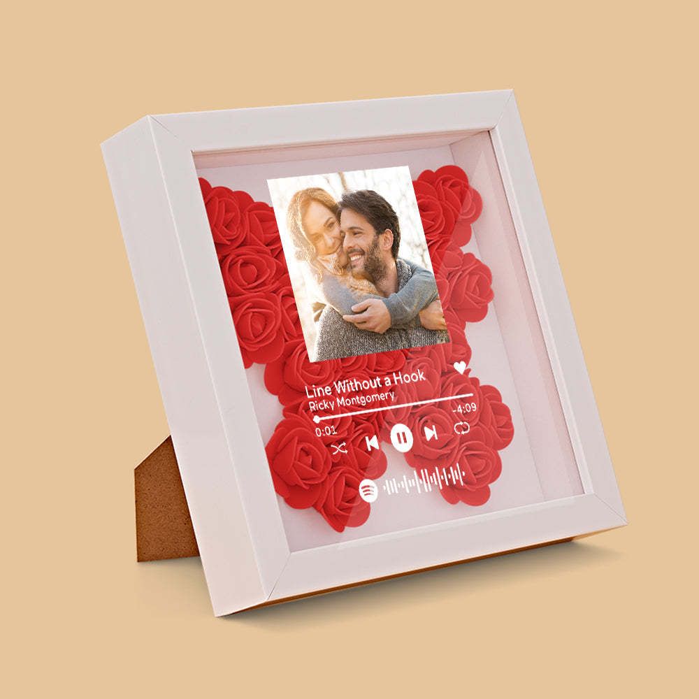 Custom Scannable Spotify Code Photo Music Flower Shadow Box Personalized Flower Shadowbox Frame Gift - yournamenecklaceuk