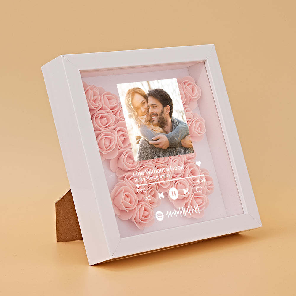 Custom Scannable Spotify Code Photo Music Flower Shadow Box Personalized Flower Shadowbox Frame Gift - yournamenecklaceuk