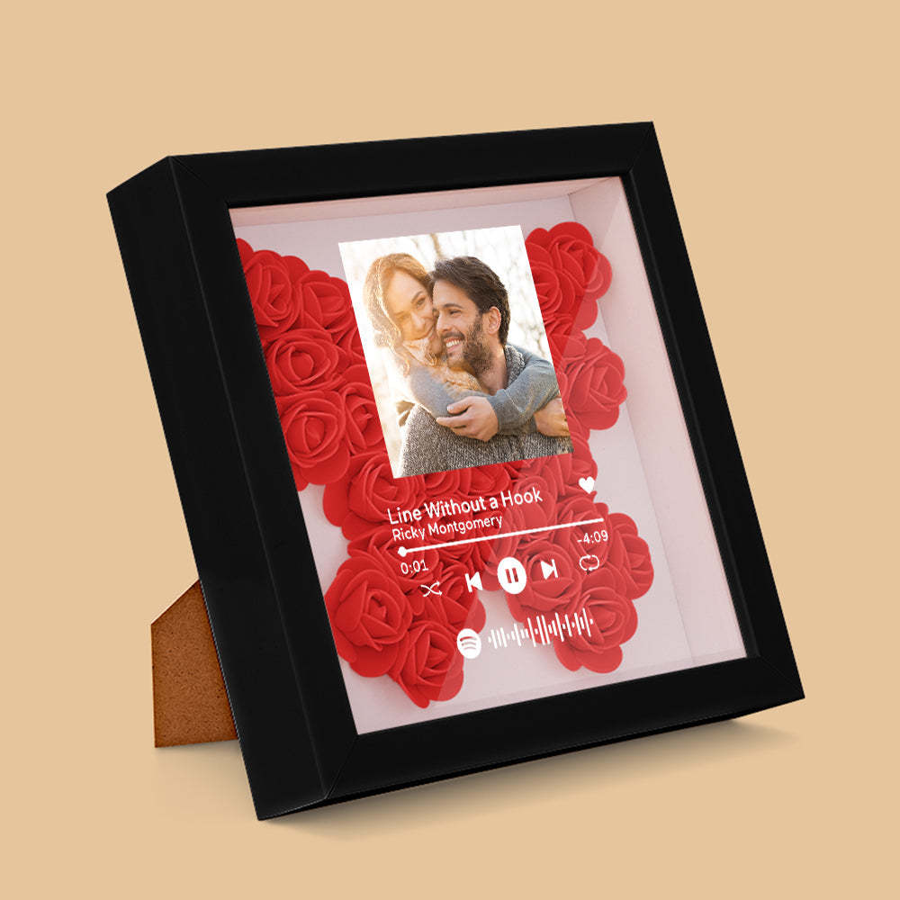 Custom Scannable Spotify Code Photo Music Flower Shadow Box Personalized Flower Shadowbox Frame Gift - yournamenecklaceuk