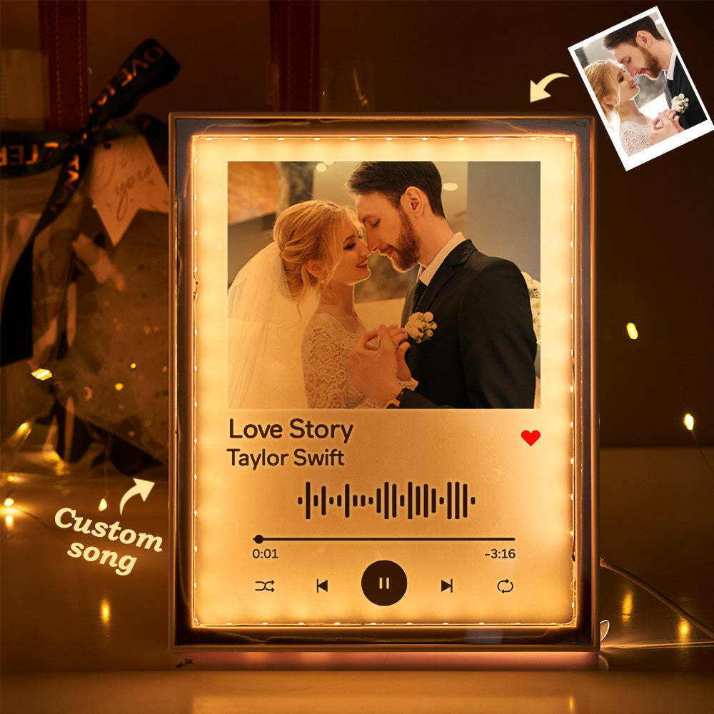 Custom Spotify Code Photo Night Light Mirror Music Wedding Gift for Her/Him - yournamenecklaceuk