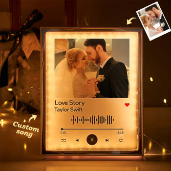 Custom Spotify Code Photo Night Light Mirror Music Wedding Gift for Her/Him - yournamenecklaceuk