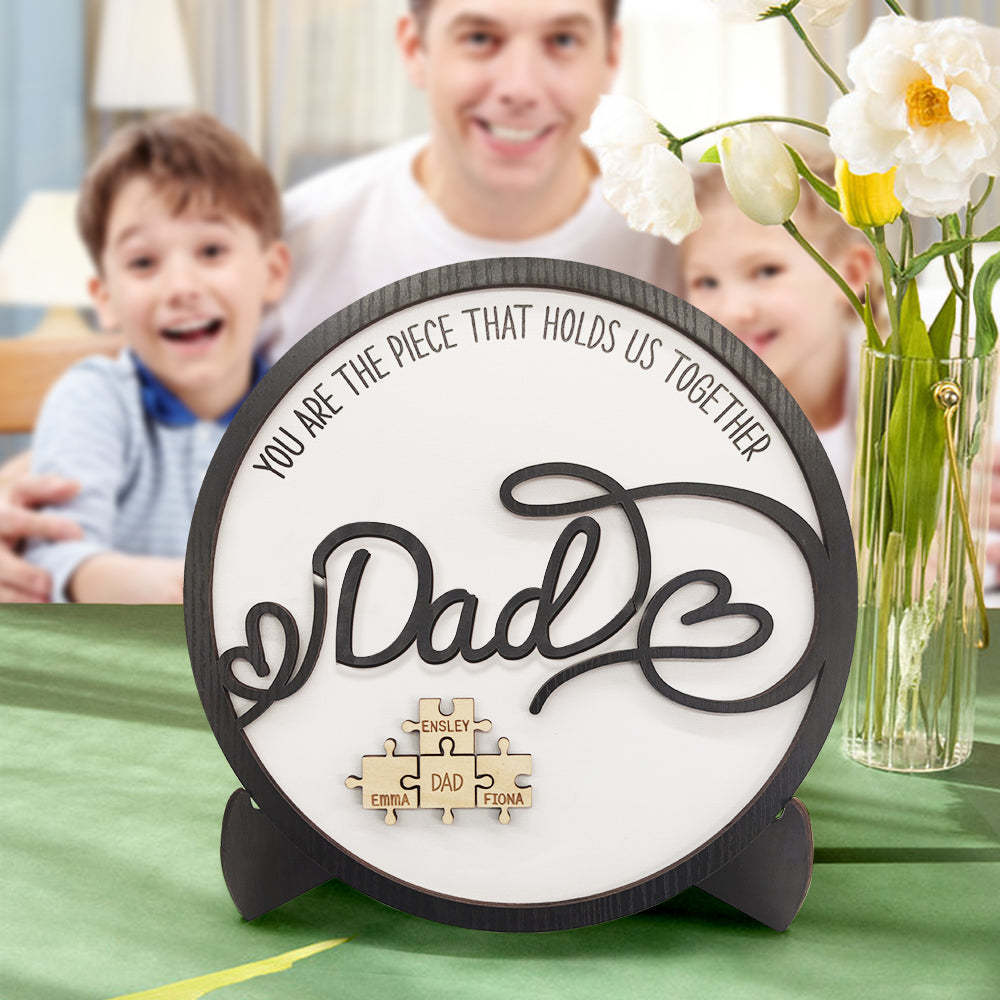 Personalized Dad Round Puzzle Plaque You Are the Piece That Holds Us Together Father's Day Gift - yournamenecklaceuk