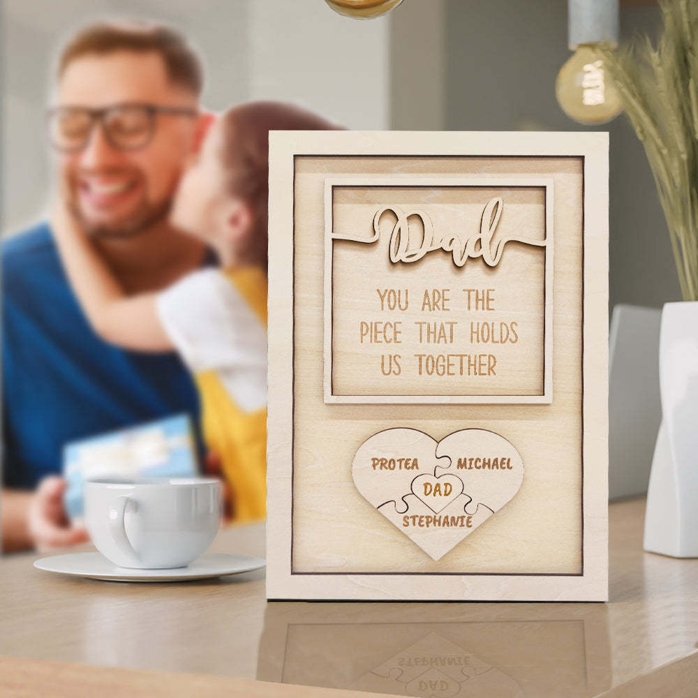 Personalized Puzzle Plaque Dad You Are the Piece That Holds Us Together Father's Day Gift - yournamenecklaceuk