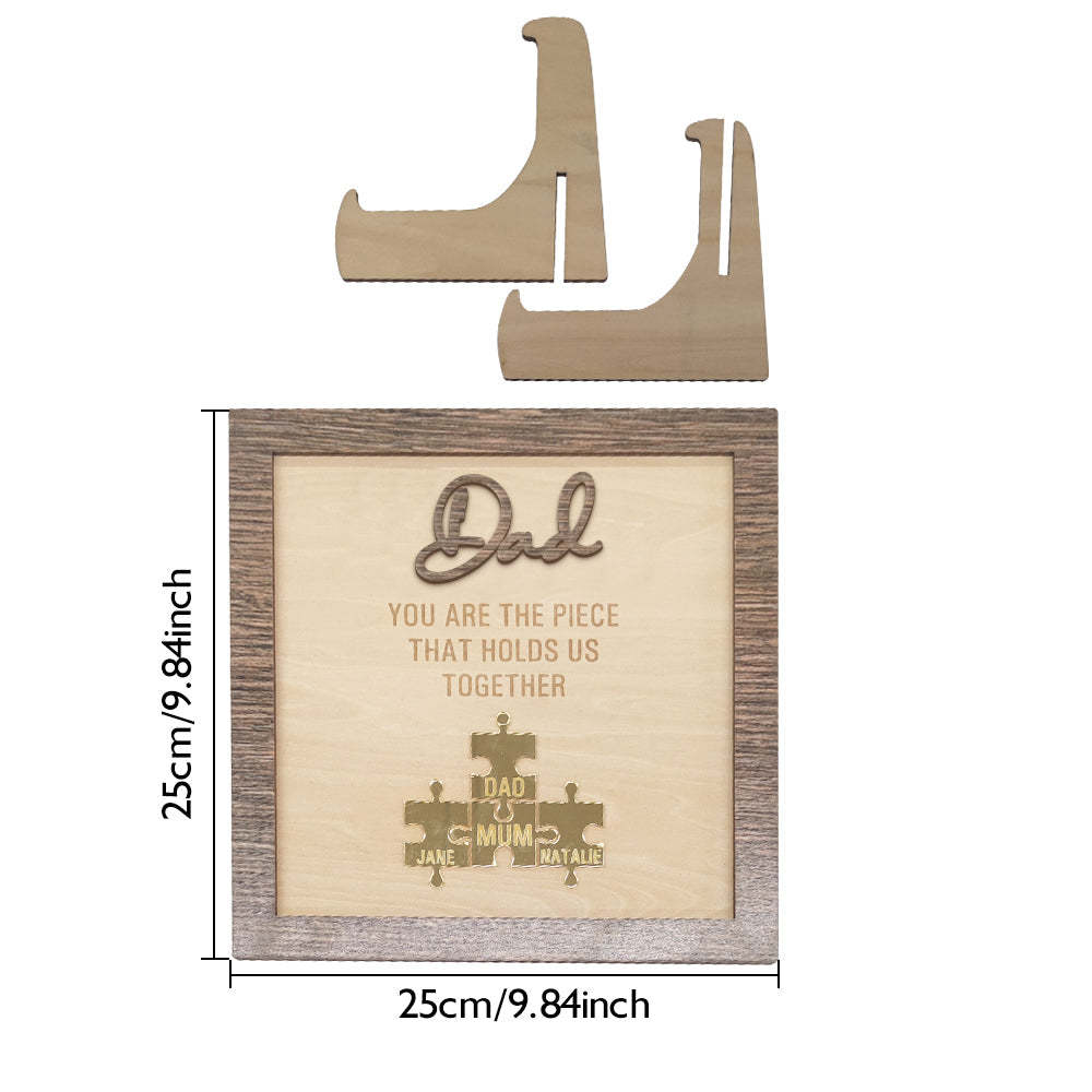 Personalized Dad Puzzle Plaque You Are the Piece That Holds Us Together Father's Day Gift - yournamenecklaceuk