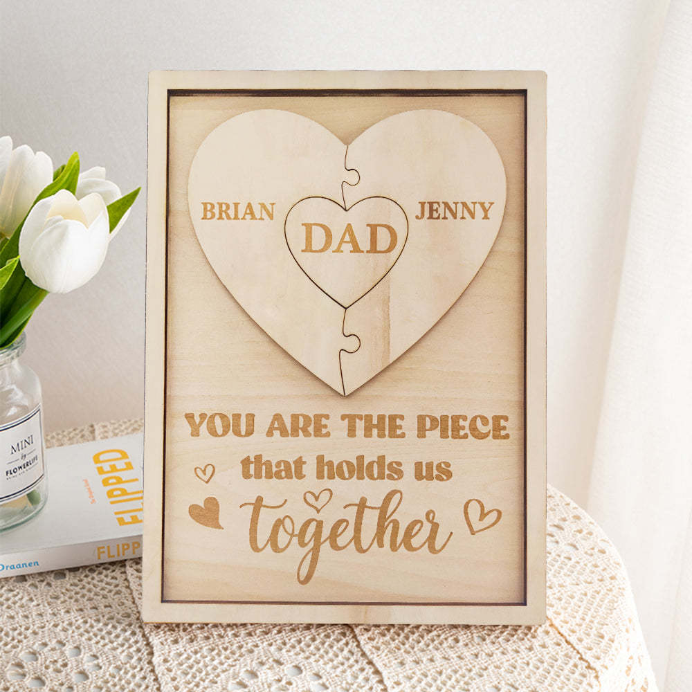 Personalized Dad Puzzle Sign You Are the Piece That Holds Us Together Gifts for Dad - yournamenecklaceuk