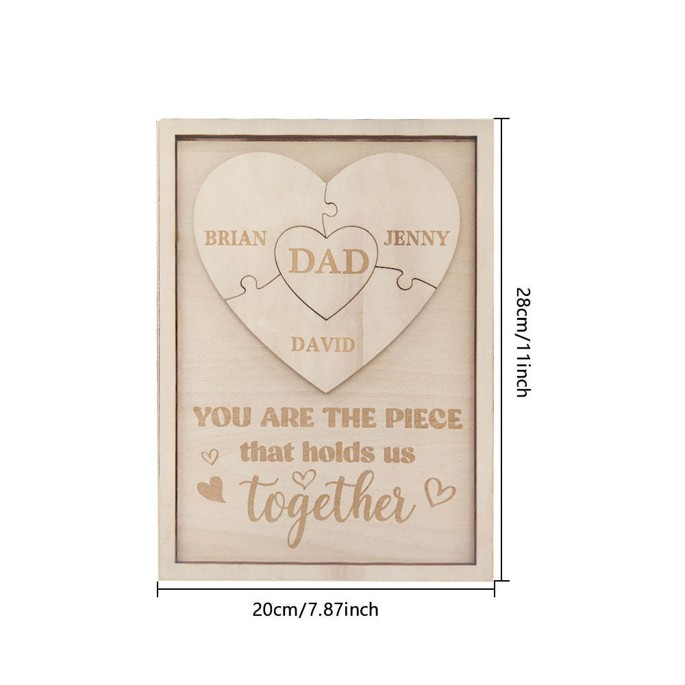 Personalized Dad Puzzle Sign You Are the Piece That Holds Us Together Gifts for Dad - yournamenecklaceuk
